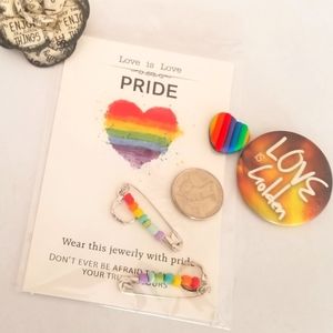 3/$30 Pride safety pin earrings ❤🧡💛💚💙💜